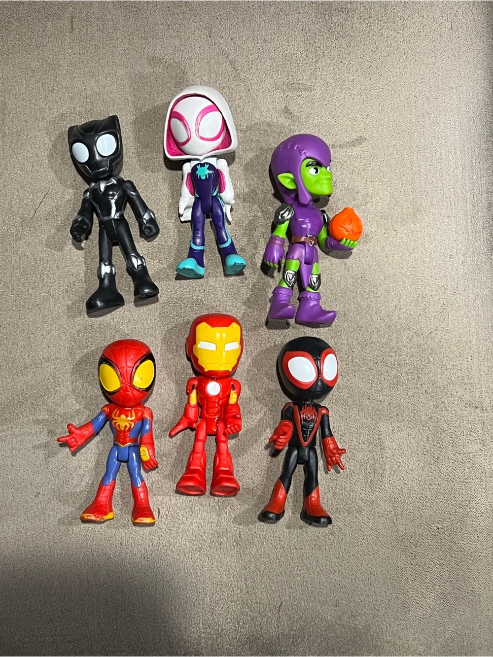 Marvel Spidey & friends Spider-Man Goblin Miles Gwen Ironman Panther Figures Lot